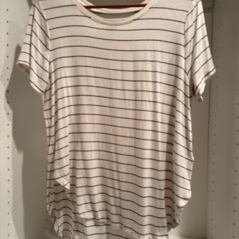 Soft Creamy White and Black Short Sleeve Shirt